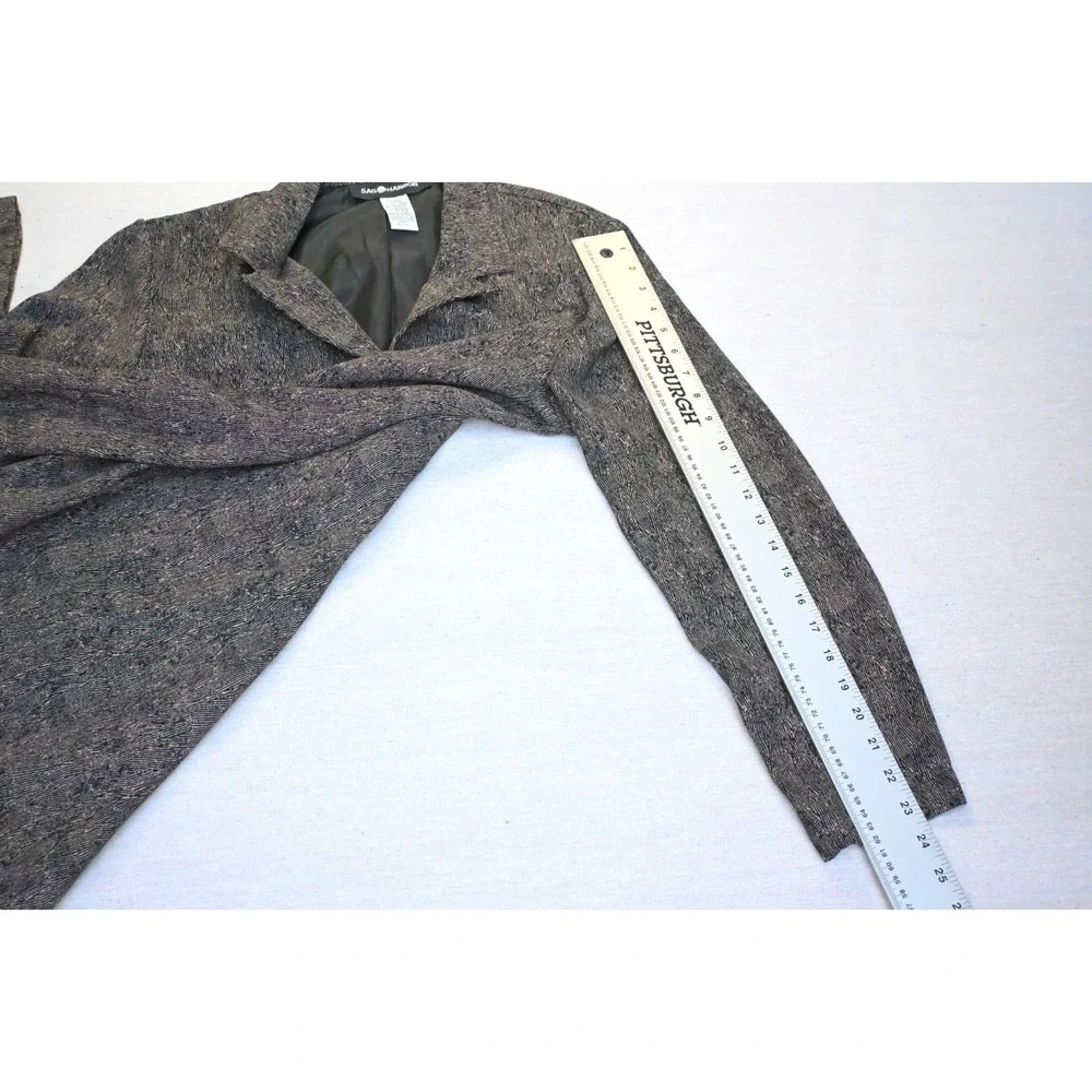 Vintage 90s Sag Harbor Womens 14 Shirt Jacket Grey Black Cream Fleck Lined Soft
